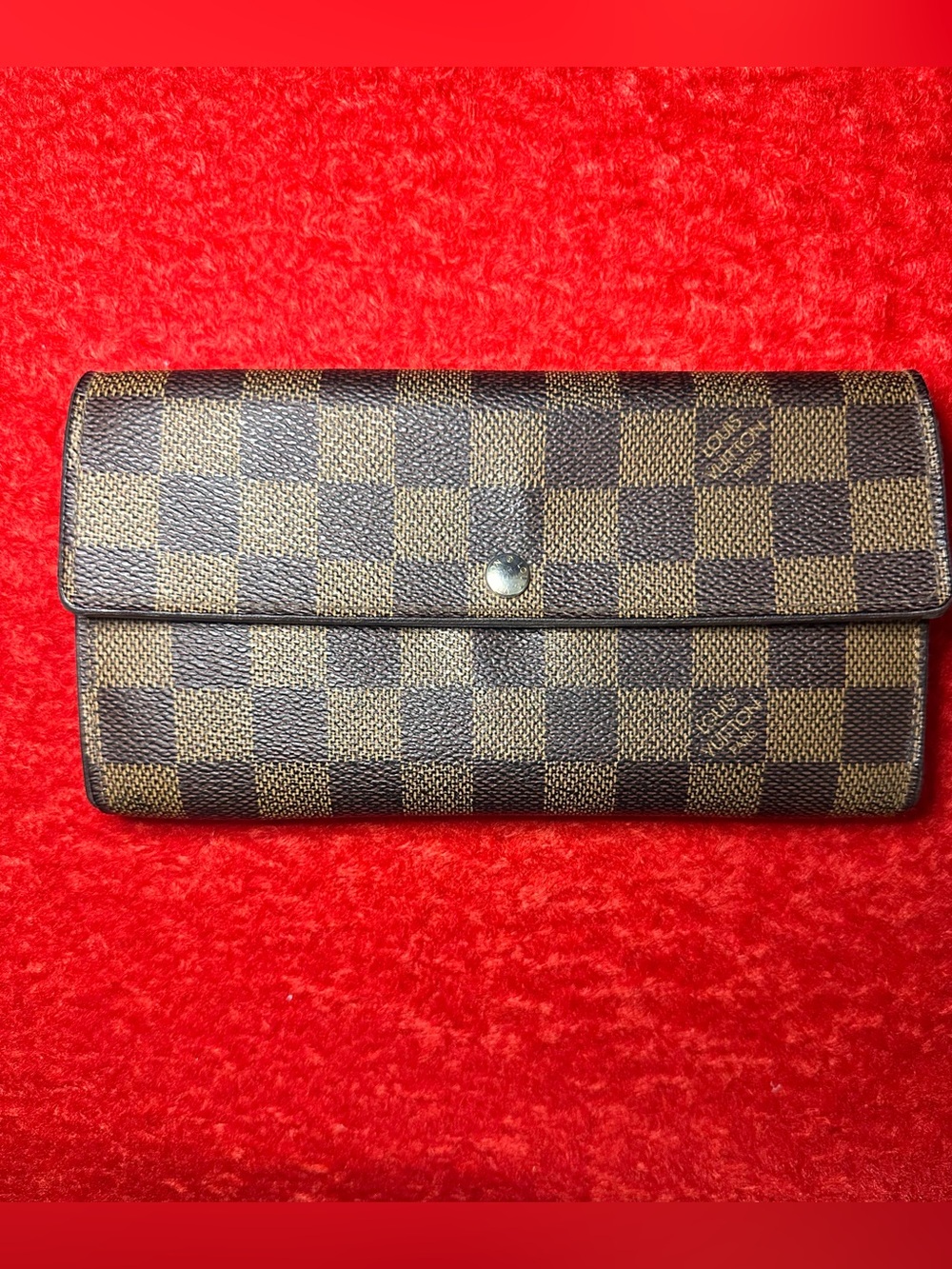 Louis Vuitton Damier Ebene Checkered Brown Long Wallet